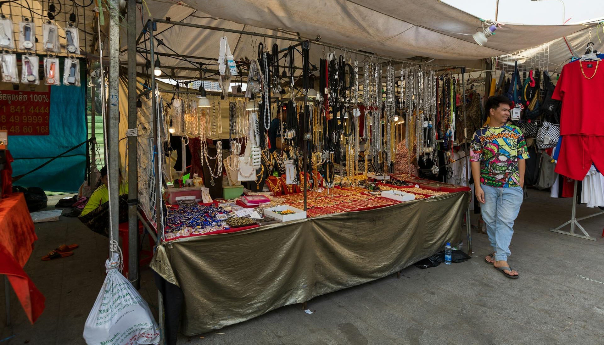 Fashion Jewelry Seller at a Bazaar