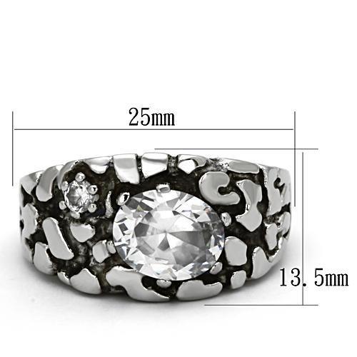 CJ959 Wholesale Men&#39;s Stainless Steel with Clear AAA Grade CZ Cobblestone Ring