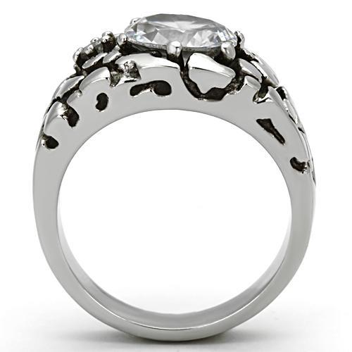 CJ959 Wholesale Men&#39;s Stainless Steel with Clear AAA Grade CZ Cobblestone Ring